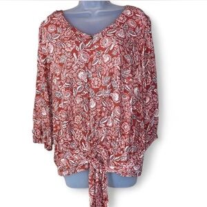 NWT AGB Floral Smocked waist top Small oversized